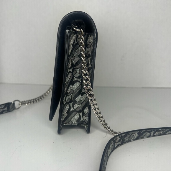 JIMMY CHOO Shoulder Bag PALASE Palace Chain Wallet JC Logo Leather Glitter - Picture 10 of 10